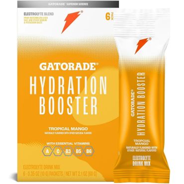 Gatorade Hydration Booster Electrolyte Drink Mix Tropical Mango, 6 Sticks Per Pack